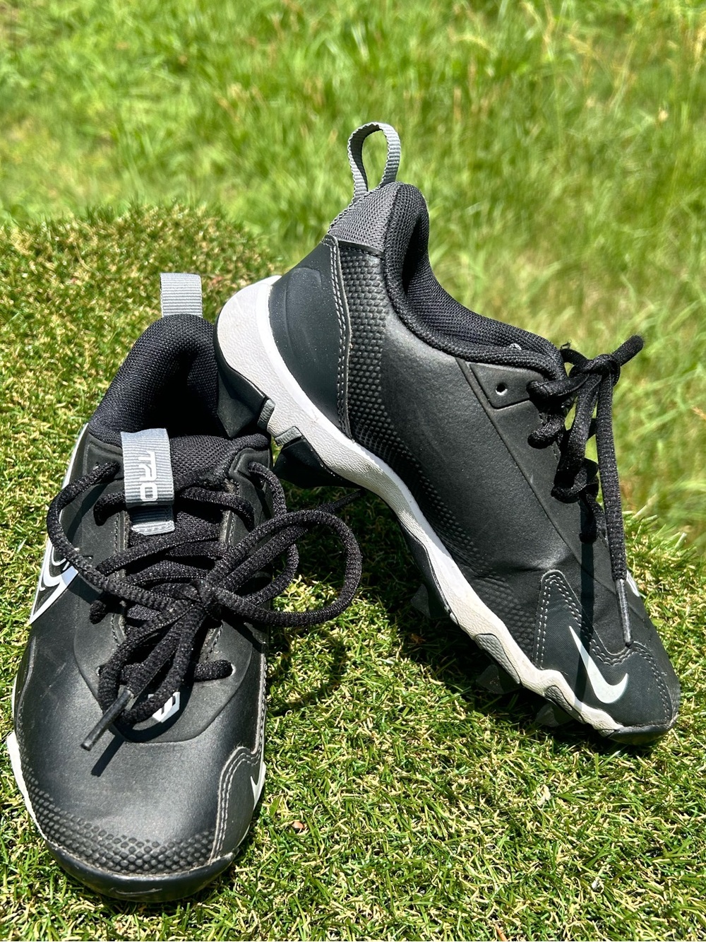 NIKE FORCE TROUT 9 Keystone Kids Baseball Cleats, Kids Sz 1y, Black/White